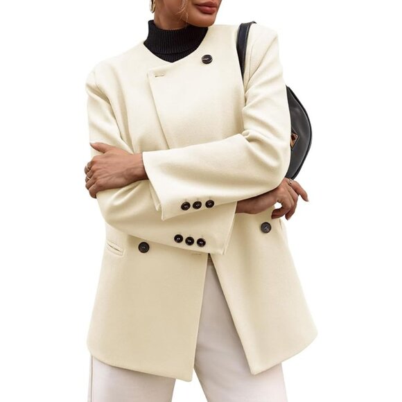 **Cicy Bell**   Fall Oversized Collarless Blazer Jackets Double Breasted NWT M - Picture 1 of 9